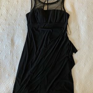 Black dress with sheer shoulder covering